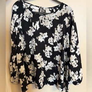 Maurices Black and White Floral Blouse